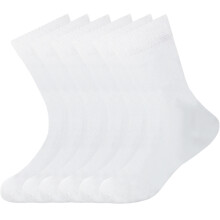(White, 4-6.5) Boys Kids Plain Socks School Cotton Ankle Sock 6 Pairs