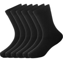 (Black, 4-6.5) Boys Kids Plain Socks School Cotton Ankle Sock 6 Pairs