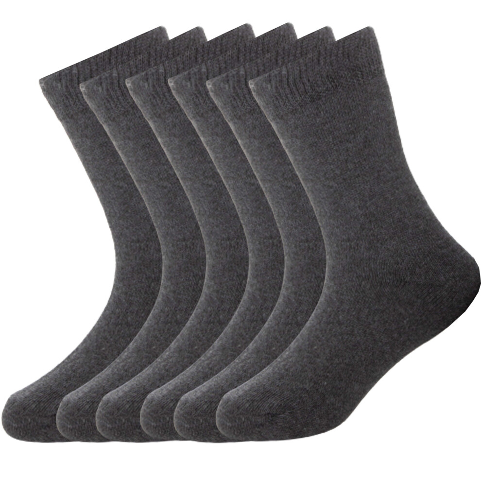(, 12.5-3.5) Boys Kids Plain Socks School Cotton Ankle Sock 6 Pairs Grey