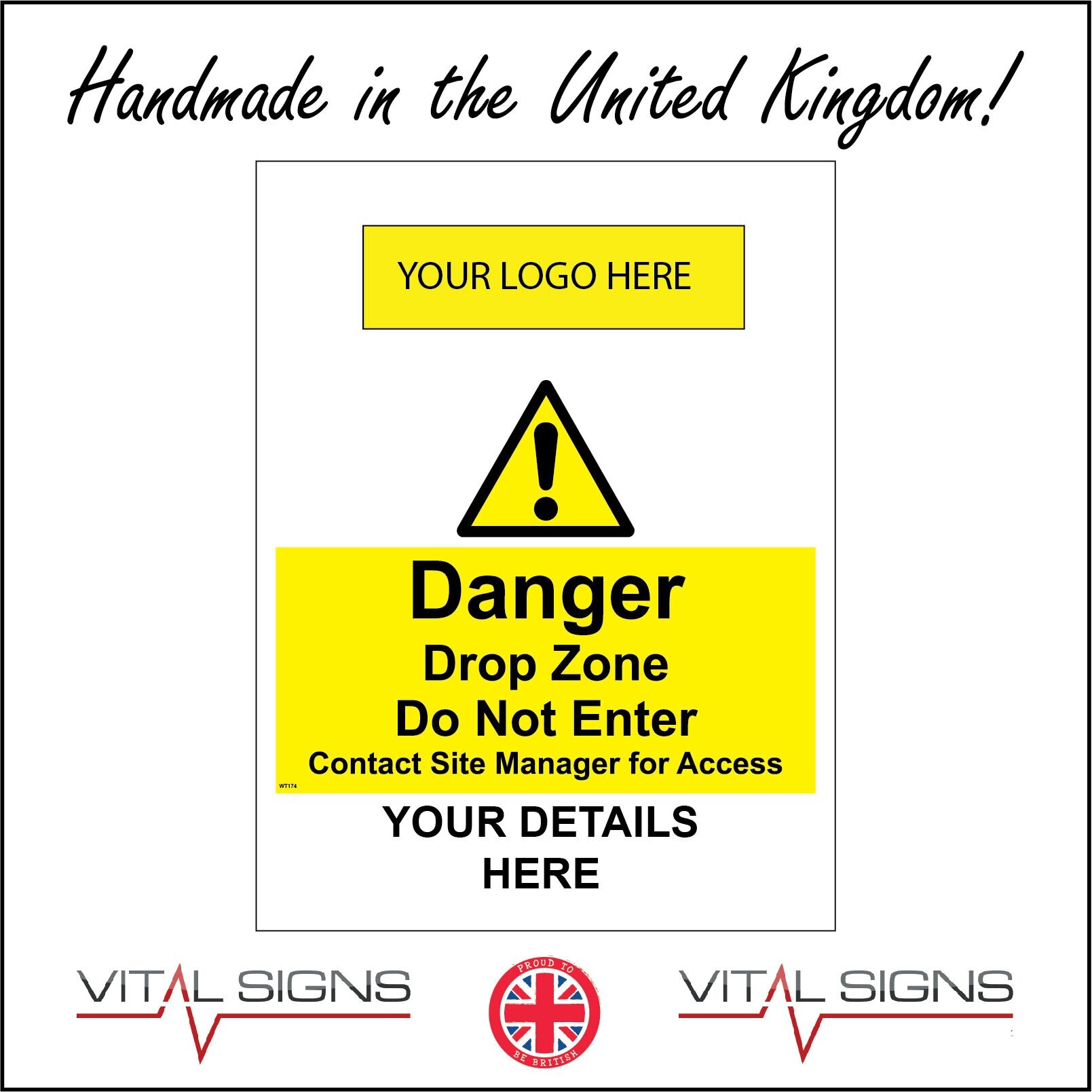 (150 x 200mm - 6 x 8, D - 1mm Pvc Foamex) WT174 Danger Drop Zone Do Not ...