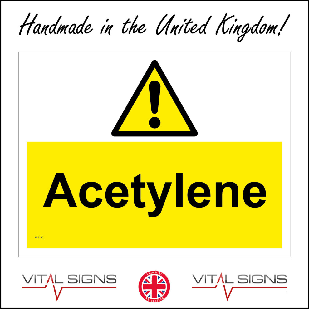 (200 x 150mm - 8 x 6, A - Sticker / Sav - Non-See Through) WT182 Acetylene Sign Yellow Colourless Fuel Welding Hydrocarbon Gas Industry 600mm x 450mm-image-OPC-P8N5RFD-NEW