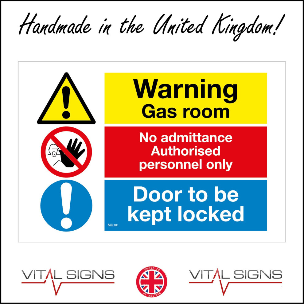 (150 x 100mm - 6 x 4, F - 5mm Heavy Duty Foamex Foamboard) MU301 Gas Room No Admittance Personnel Only Door Locked Sign Toxic Store  600mm x 450mm B --image-OPC-P8N5P85-NEW