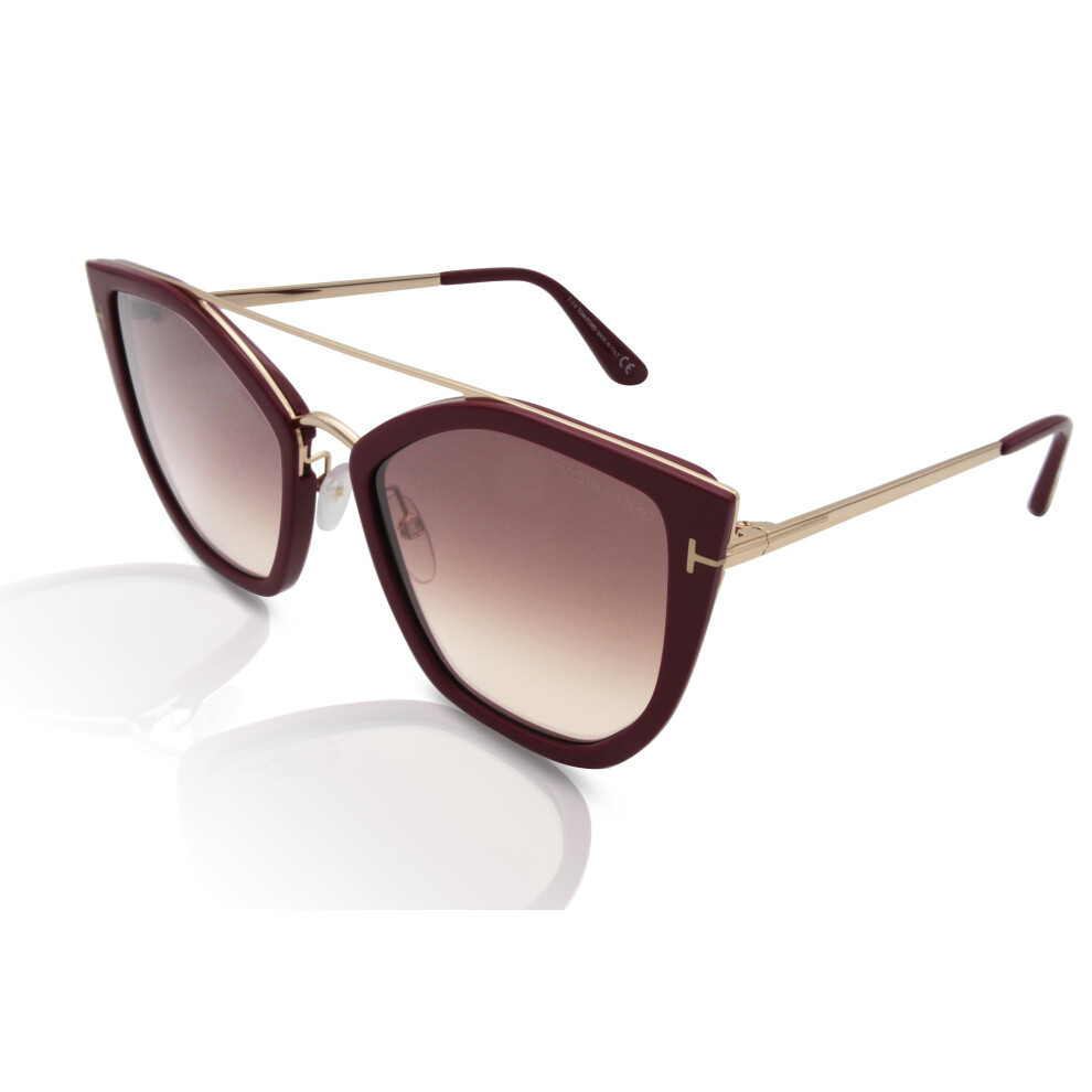 Tom Ford FT0648 Dahlia Women's Sunglasses 75G Burgundy/Gold/Brown