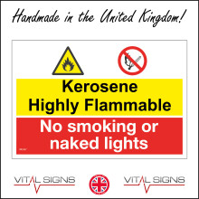 (300 x 200mm - 12 x 8, A - Sticker / Sav - Non-See Through) MU307 Kerosene Highly Flammable No Smoking Naked Lights Sign Flames Fuel Hazard 600mm x 450mm B - Magnetic - Vehicle Grade