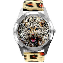 TAPORT Leopard Print Leather Round Watch for Leopard Fans