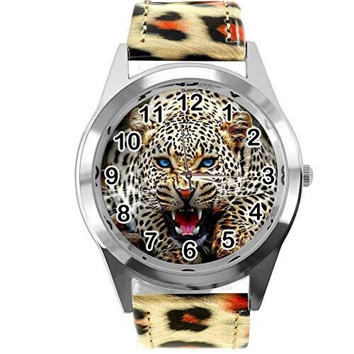TAPORT Leopard Print Leather Round Watch for Leopard Fans