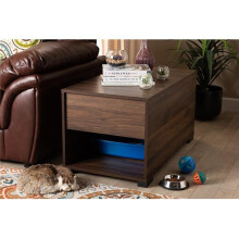 Baxton Studio Skylar Walnut Brown Finished Cat Litter Box Cover House