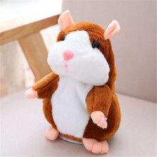 (Light Brown, 18CM) Cute Talking Hamster Mimicry Pet Plush Toy Kids Speak Talking Sound Record Toy
