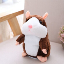 (Brown, 18CM) Cute Talking Hamster Mimicry Pet Plush Toy Kids Speak Talking Sound Record Toy