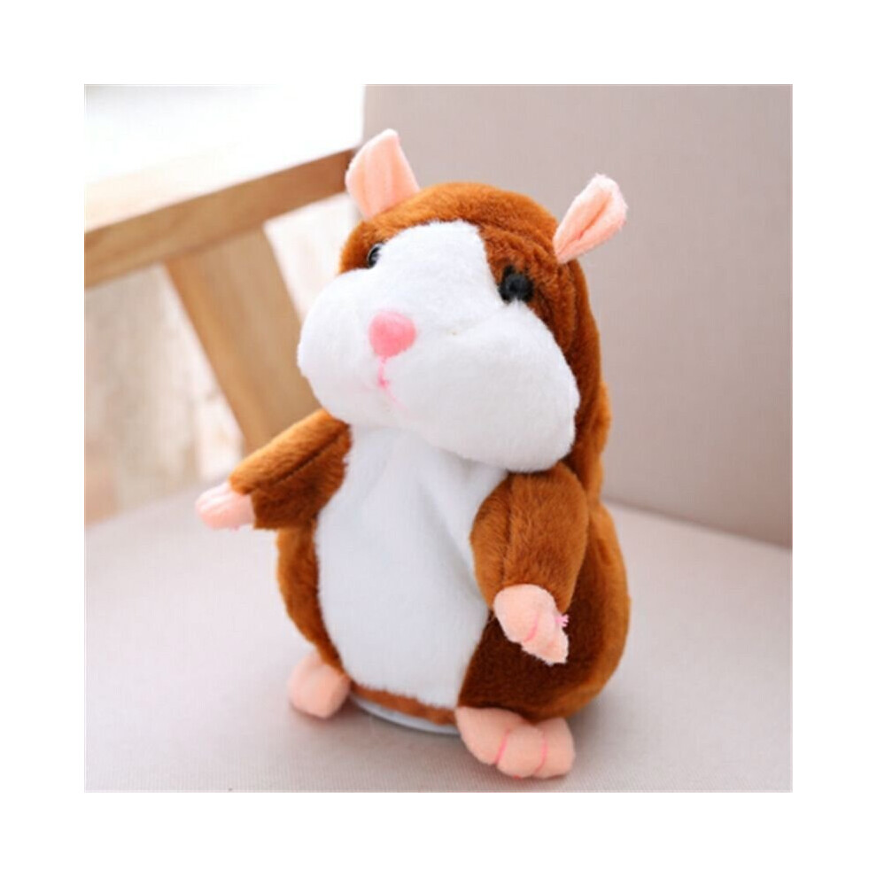 ( 15Cm) Cute Talking Hamster Mimicry Pet Plush Toy Kids Speak Talking Sound Record Toy Light/Brown