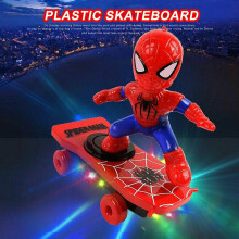 Spider-Man Electric Skateboard Toy for Kids - Lights, Music, 360 Spin, Self-Righting, 3xAA Batteries Not Included
