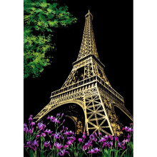 (EiffelTower) Colorful Magic Scratch Art Painting Paper With Drawing Stick Brush Kids Toy Gift