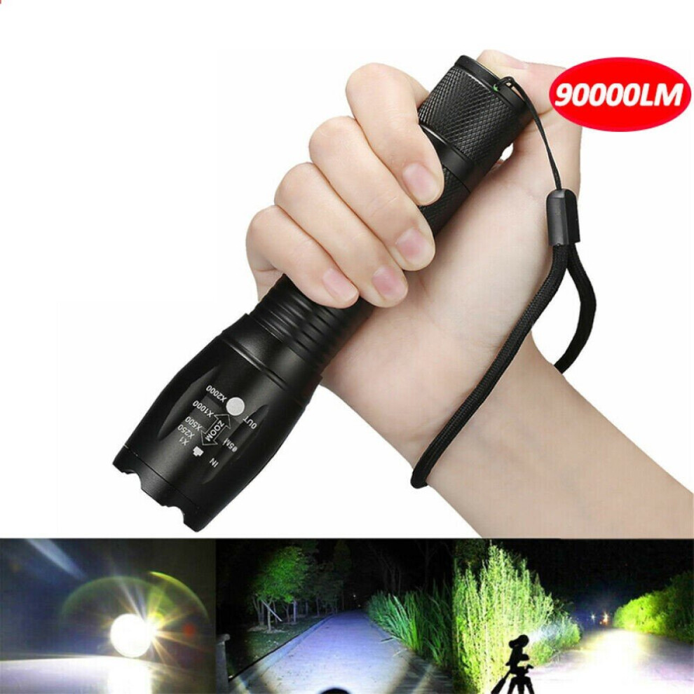 Police 90000LM T6 LED Super Bright Zoom Flashlight Powerful Torch Light Lamp HOT