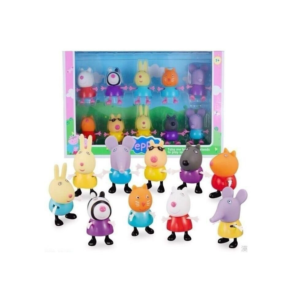 10 pcs New Peppa Pig Friends Action Figures Peppa Doll Toys Set