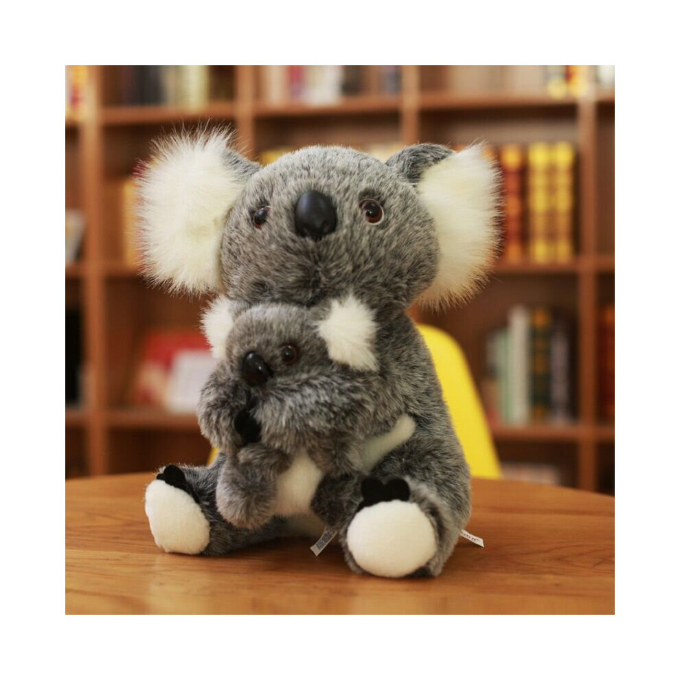 ( Motherkid, 28Cm) Animal Koala Bear Plush Toys Sitting Mother And Baby Koala Stuffed Plush 28Cm Gray
