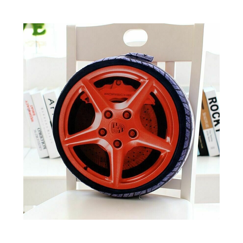 (Red, 38cm) Pillow Car Wheel Tire Plush Cushion 3D Print Automobile Novelty Simulation Gift