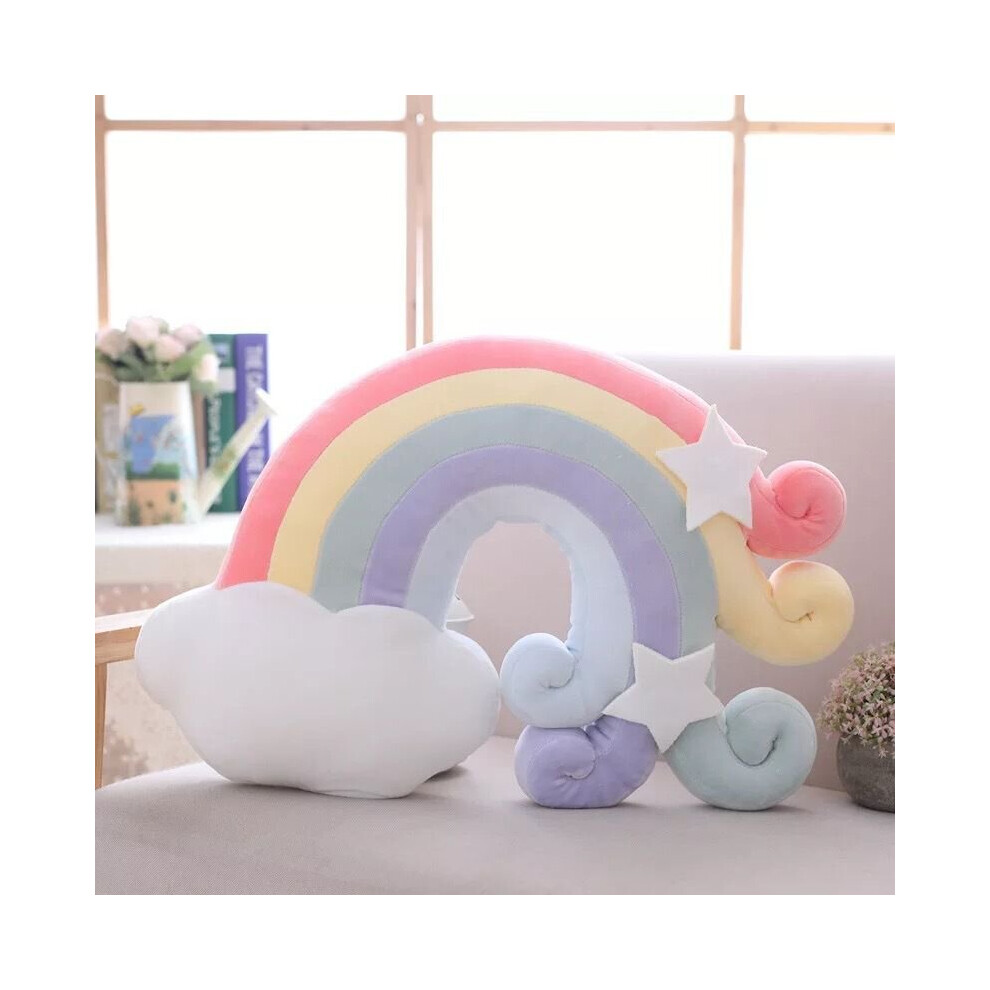 (Propitious Cloud) Rainbow Plush Sofa Pillow Cushion Sleeping Pillow Cloud Moon Home Decoration Toy