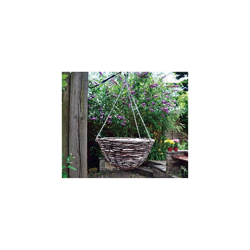 16" Round Rattan Garden Hanging Baskets Indoor Outdoor Hanging Planter