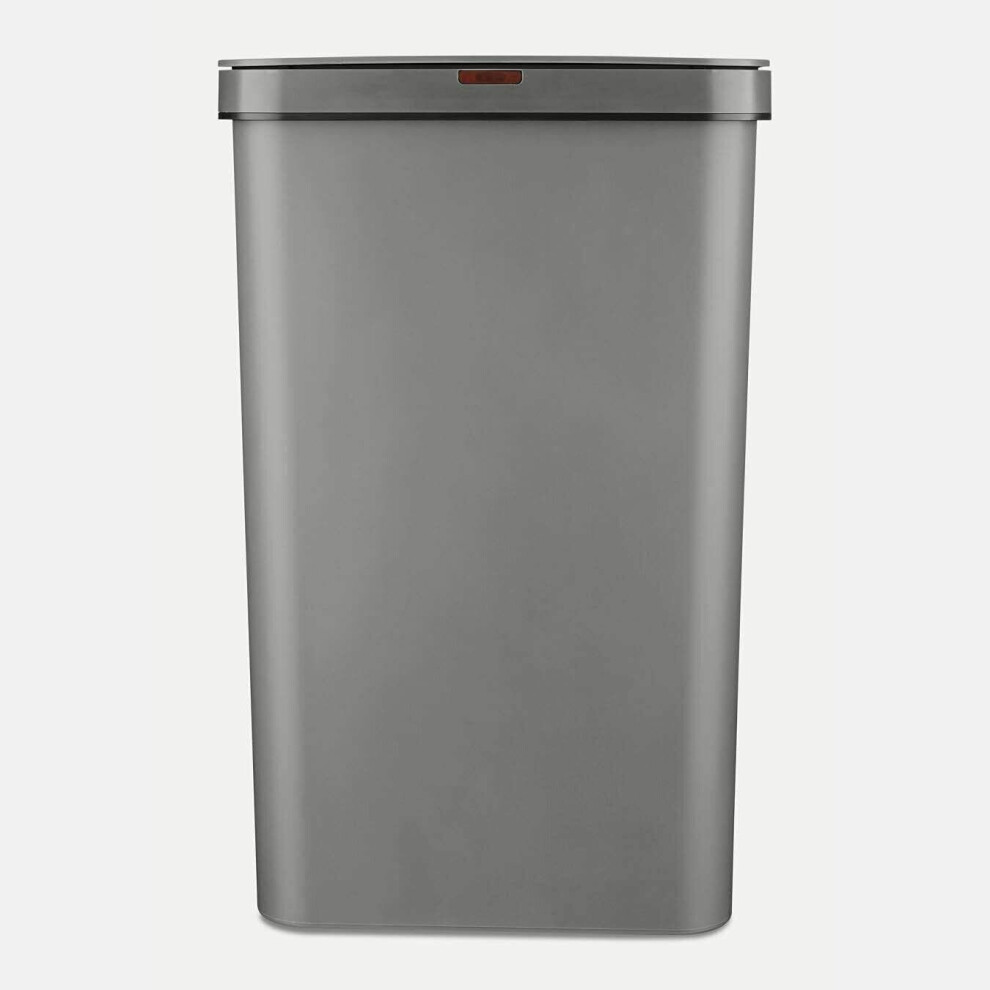 Tower Rectangular Sensor Bin With Fingerprint Proof Coated Exterior Plastic Grey 50L