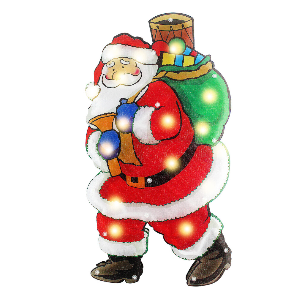 (Santa) Christmas Window Hanging 20 LED Lights Tree Decorations Display Santa Snowman