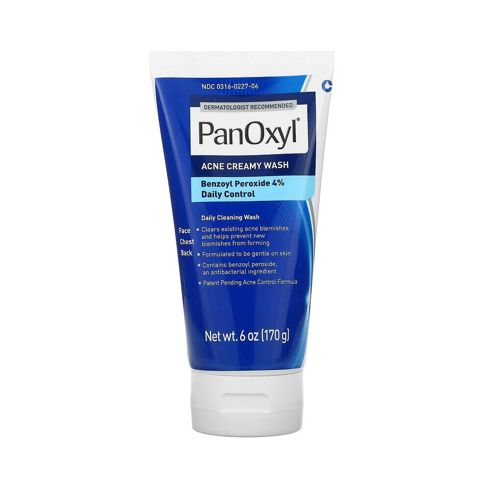 PanOxyl, Acne Creamy Wash, Benzoyl Peroxide 4%, 6 oz (170 g)