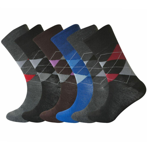 (Multicoloured (M10775), 6 Pack) Mens Non-Elastic Diabetic Socks 6 12 Pairs Sock 6-11