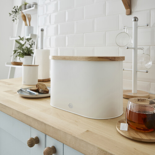 Swan (White) Swan Nordic Set Mug Tree, Towel Pole, Bread Bin & 3 Canisters 1