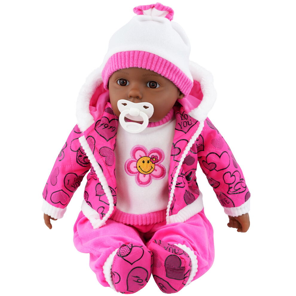 (Pink) The Magic Toy Shop 20" Soft Bodied Baby Doll Toy with Sounds BiBi Doll Sparkle Pink