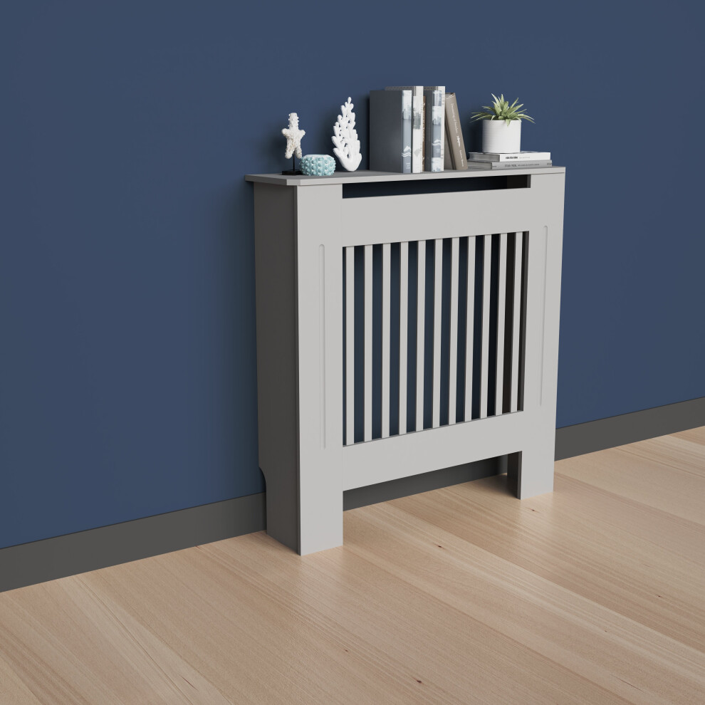 (S vertical H82xW78xD19cm) Thicken Radiator Cover Grey  Slats Modern Radiator Cover