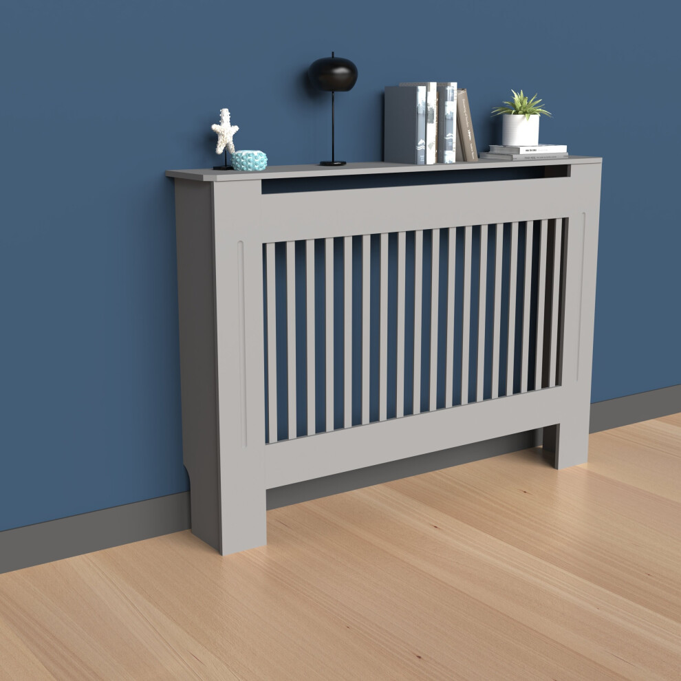 (M vertical H82xW111xD19cm) Thicken Radiator Cover Grey  Slats Modern Radiator Cover