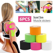 6PCS Sports Kinesiology Tape Elastic Physio Muscle Support Tape 5m x 5cm