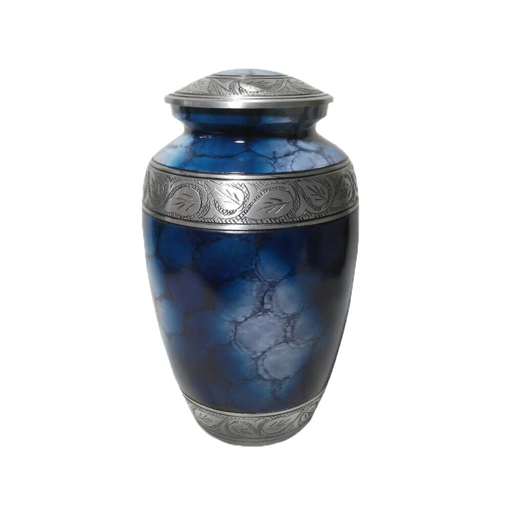 Large Adult Urn Cremation Ashes Funeral Memorial Blue Marble Effect