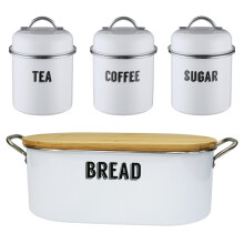 Typhoon Living Retro White Tea Coffee Sugar Bread Bin Set