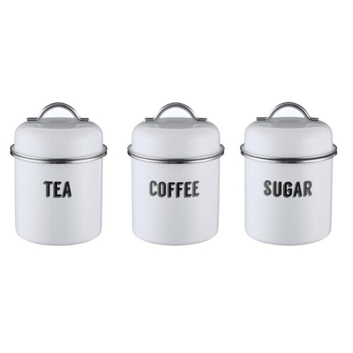Typhoon Typhoon Living Retro White Tea Coffee Sugar Bread Bin Set 1