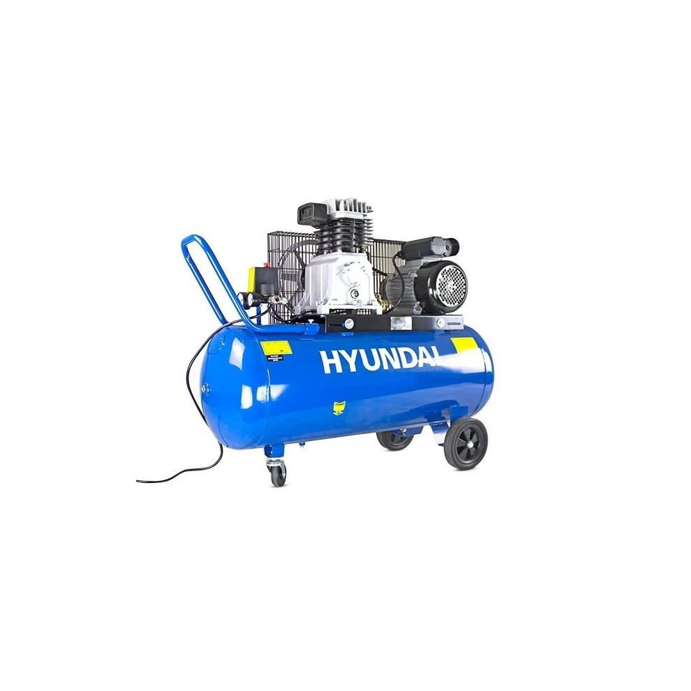 Hyundai 100 Litre Air Compressor, 14Cfm/145Psi, Twin Cylinder, Belt Drive 3Hp | Hy3100p