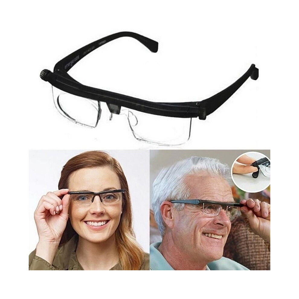 Dial Adjustable Glasses Variable Focus for Reading Distance Vision Eyeglasses
