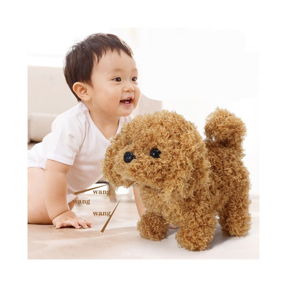 (Teddy) Electronic Robot Dog Lifelike Walking Barking Wagging Tail Puppy Plush Cute