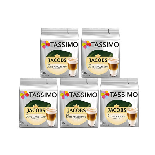 Tassimo Tassimo T Discs Jacobs Latte Macchiato Vanilla (Pack of 5, 40 Drinks)