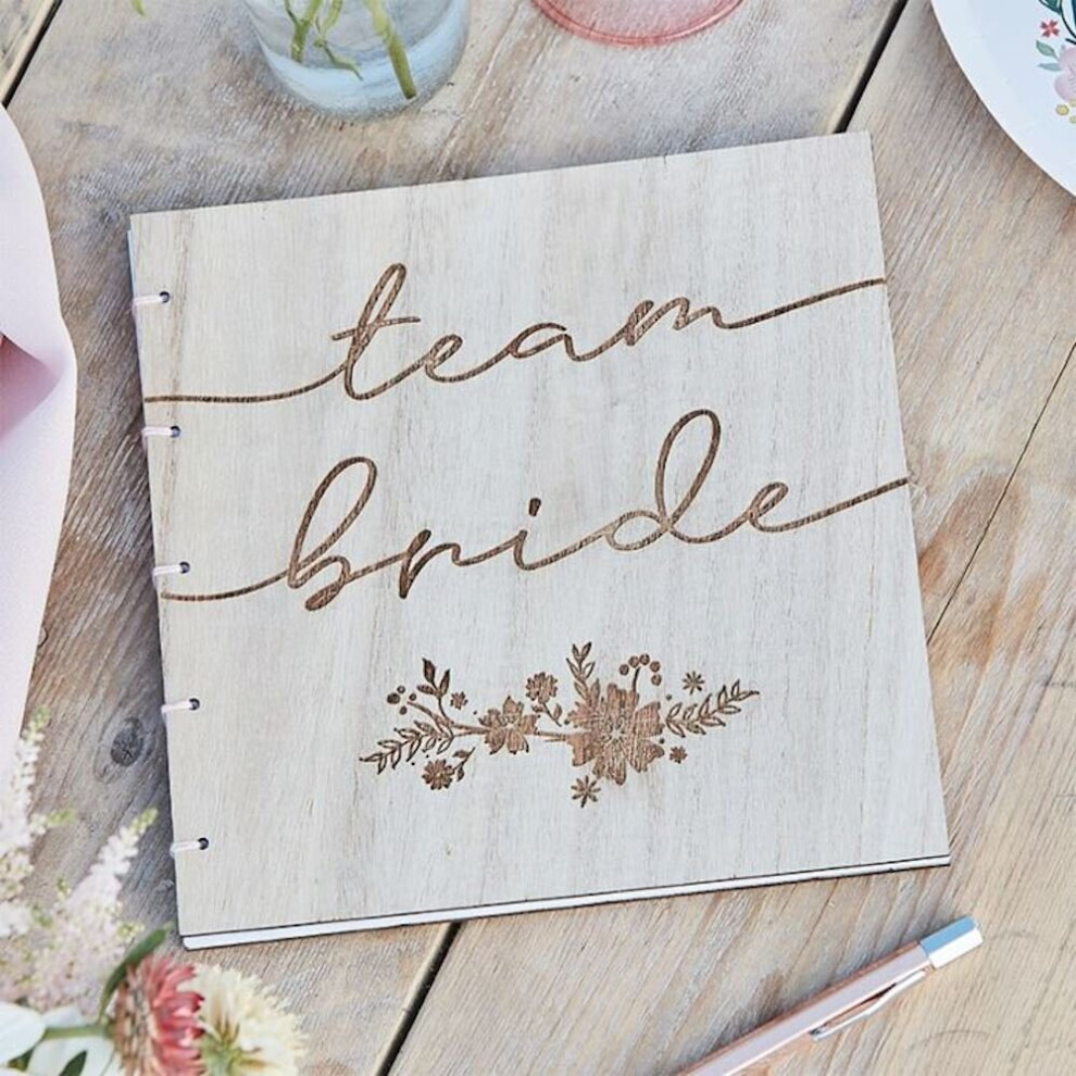 Ginger Ray Hen Party Team Bride Guest Book, Wooden Team Bride Guestbook, Hen Party Advice Book, Bridal Shower Keepsake, Bachelorette Party, Memory Book