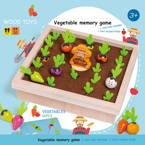 Kids Wooden Memory Board Game Sorting Puzzle Carrots Harvest Developmental Toy 1