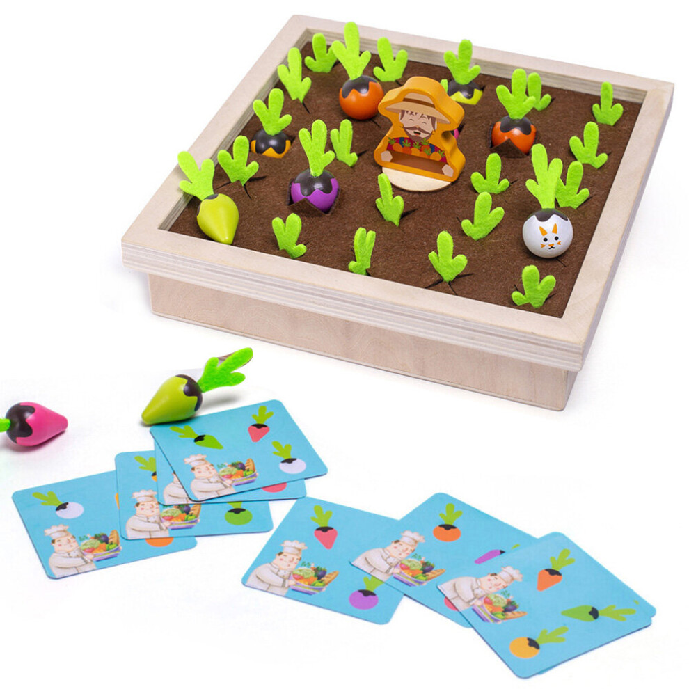 Kids Wooden Memory Board Game Sorting Puzzle Carrots Harvest Developmental Toy