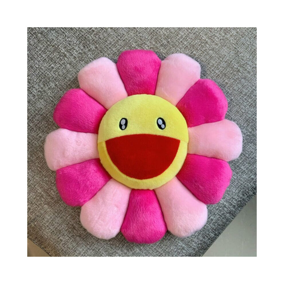 ( Red) 16In Takashi Murakami Rainbow Flower Pillow Plush Colorful Stuffed Gift Pink/Red