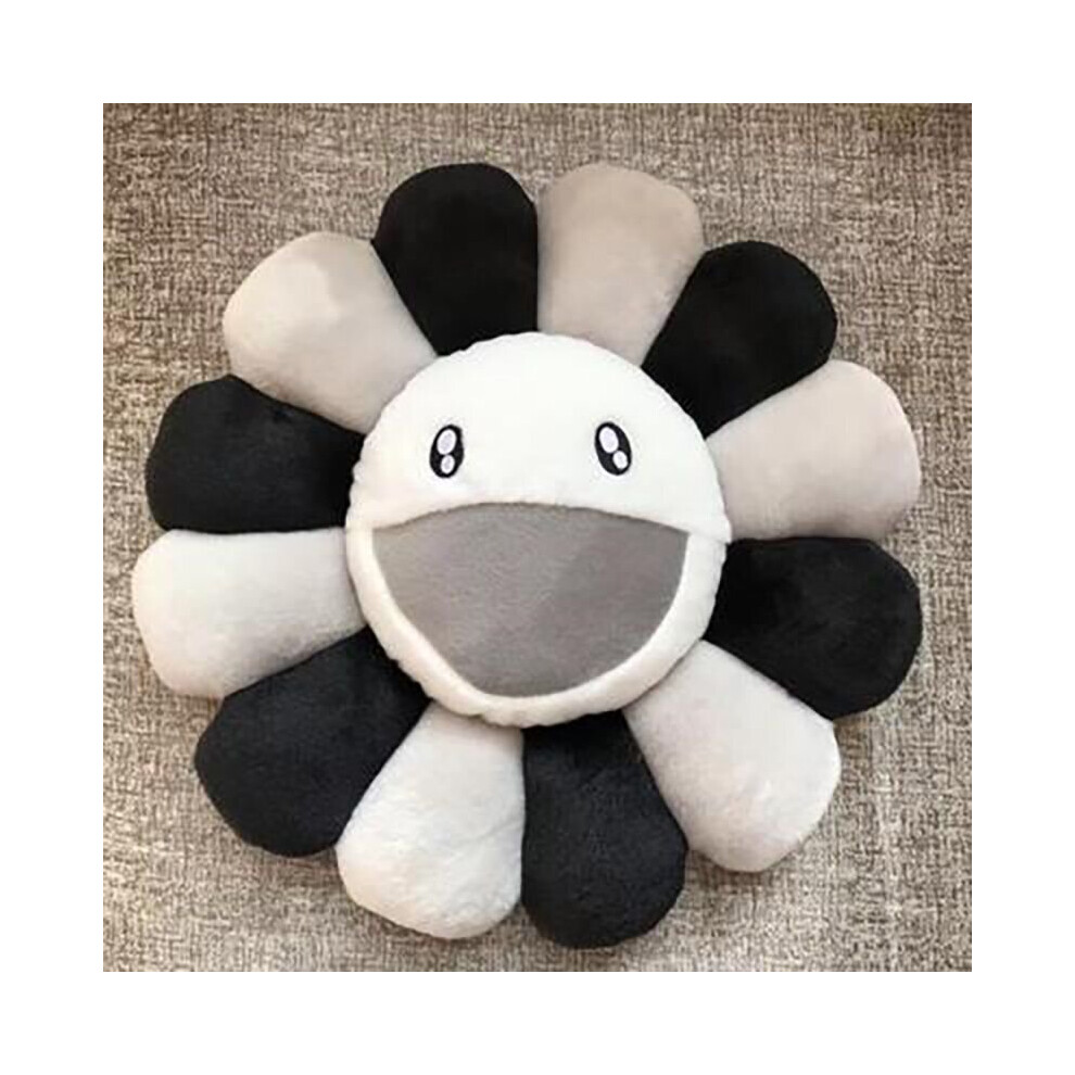 ( Gray) 16In Takashi Murakami Rainbow Flower Pillow Plush Colorful Stuffed Gift Black/Gray