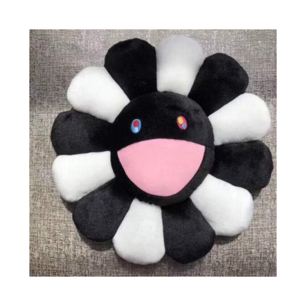 ( White) 16In Takashi Murakami Rainbow Flower Pillow Plush Colorful Stuffed Gift Black/White