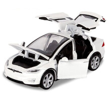 (White) 1:32 Tesla Model X 90D SUV Diecast Model Car Sound&Light Pull Back Kids Gift Toy