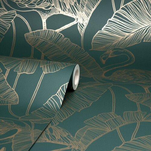 Fine Decor Fine Decor Flamingo Emerald Wallpaper FD42946 1