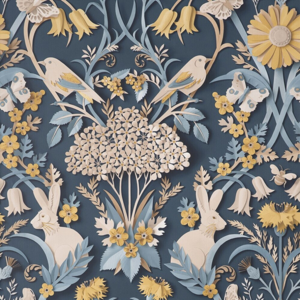 Fine Decor Woodland Navy Wallpaper FD42950