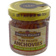 Crown Prince Natural, Lapos Fillets Anchovies, Tiszta Olívaolajban, 1,5 oz (43 g)