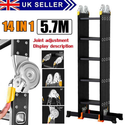 5.7M 14 IN 1 Multi-Purpose Aluminium Folding Ladder Extendable Step