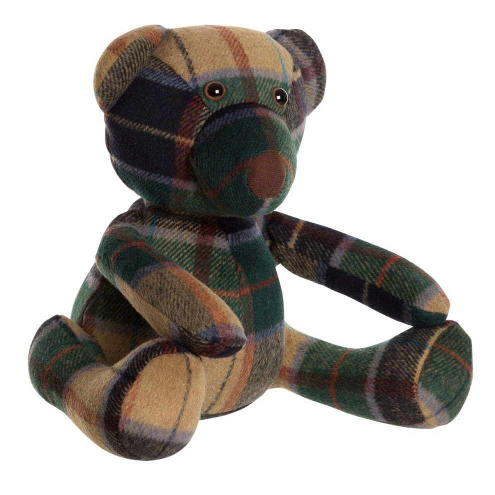 Premier Housewares Heritage Check Bear Door Stop Green